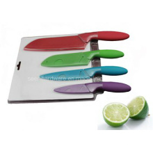Cuchillo de cocina plástico colorido de la manija 4PCS fijado (SE-3547)